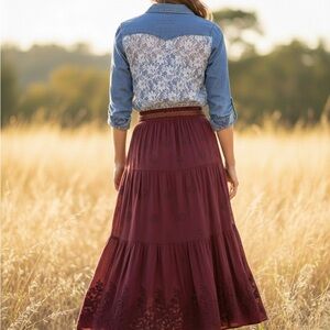 Blair Chambray/Denim Lace Button up Medium 22” ptp